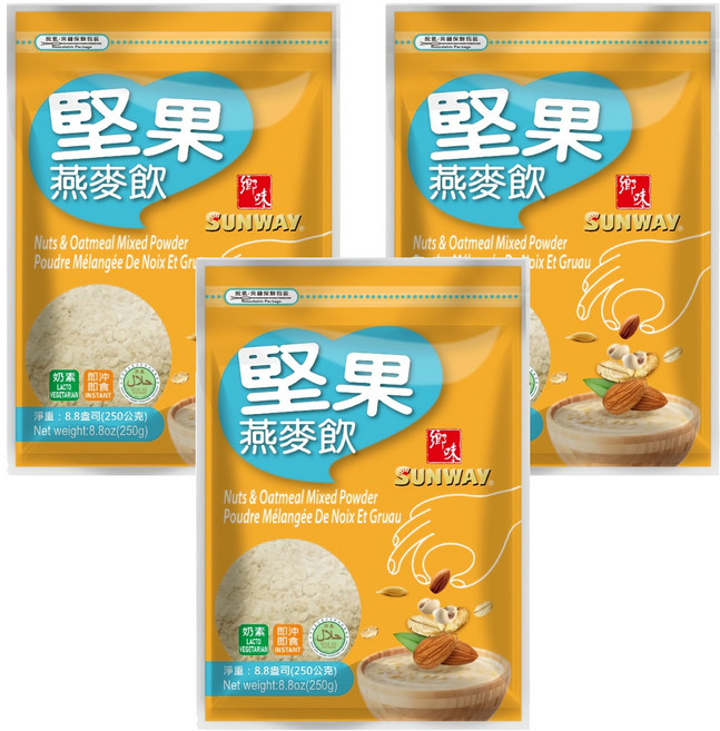 SUNWAY 鄉味 堅果燕麥飲, 250g, 3個