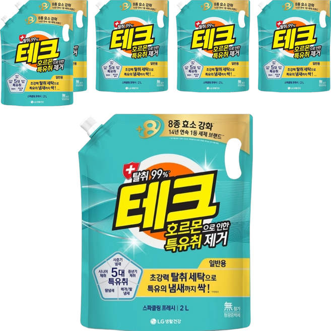 테크 호르몬으로 인한 특유취제거 액상세제 리필, 2L, 6개