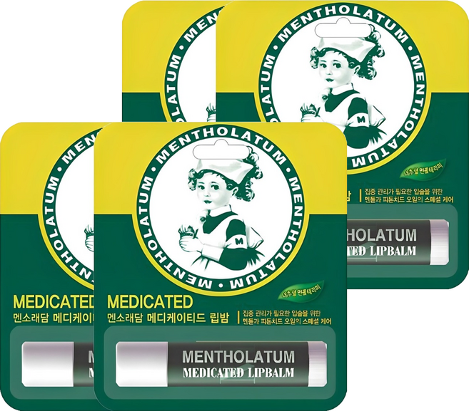 멘소래담 메디케이티드 립밤, 내추럴 멘톨, 3.5g, 4개
