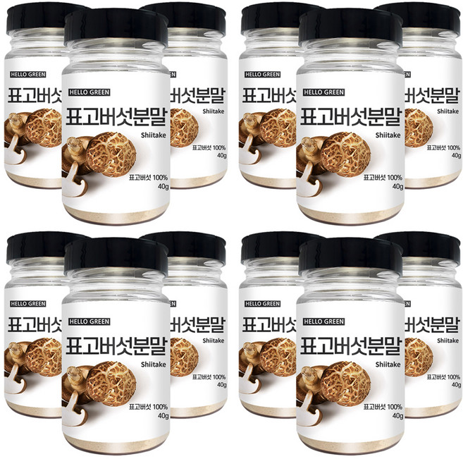헬로우그린 국산 표고버섯 분말 통, 40g, 12개