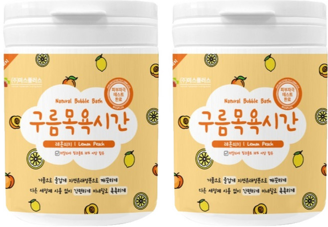 미스플러스 구름목욕시간 대팩 거품 입욕파우더 레몬피치, 500g, 2개