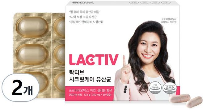 락티브 시크릿케어 유산균 10.5g, 30정, 2개