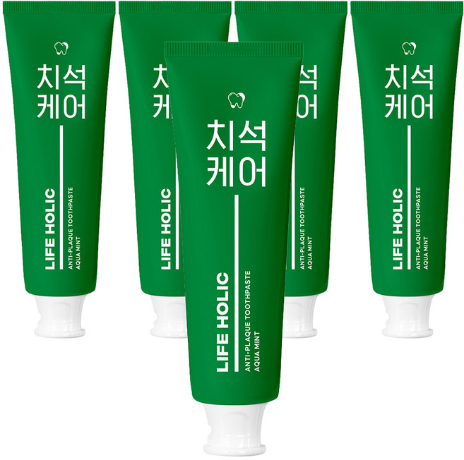 라이프홀릭 치석케어 치약 아쿠아민트향, 100g, 5개