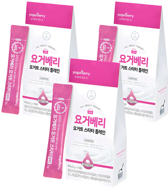 요거베리 요거트 스타터 플레인 요거트 파우더, 2g, 10개입, 3개