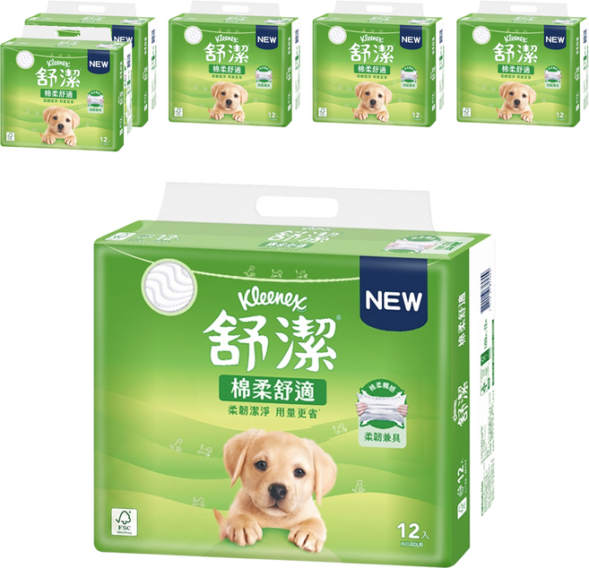 Kleenex 舒潔 棉柔舒適抽取衛生紙, 12包, 6袋