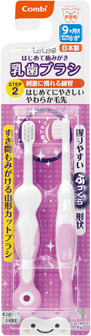 Combi 康貝 Teteo第二階刷牙訓練器, 白色 + 粉色, 2支, 1組