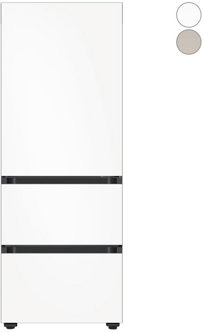 [색상선택형] 삼성전자 비스포크 313L 3도어 키친핏 김치플러스 냉장고 방문설치, 새틴화이트, RQ33DB74D2AP