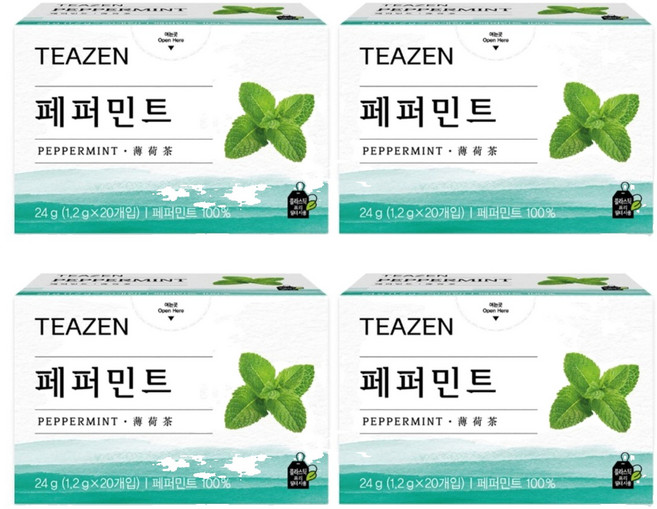 티젠 페퍼민트 티백, 1.2g, 20개입, 4개