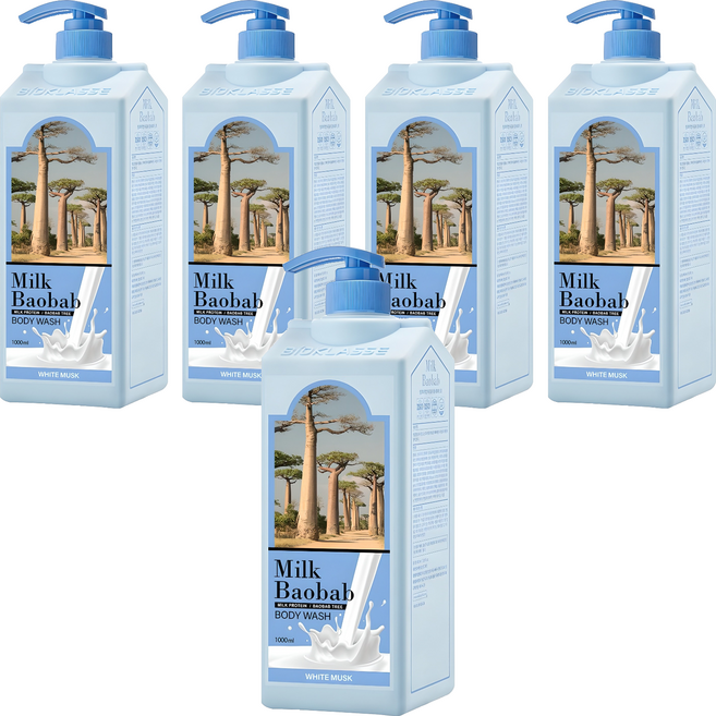 밀크바오밥 바디워시 화이트머스크향, 1L, 5개