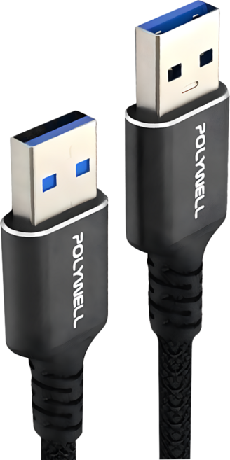 POLYWELL 寶利威爾 USB3.2 Type-A 公對公高速傳輸線 Gen1 5Gbps PW15-W45-M982, 2m, 黑色, 1條