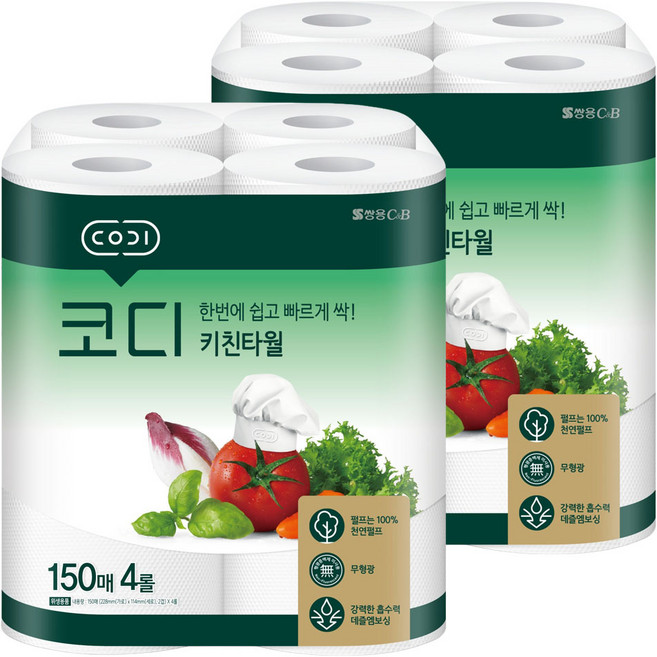 코디 키친타월, 4롤, 2개