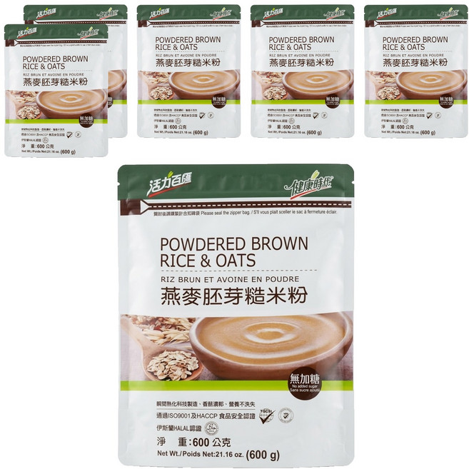 健康時代 燕麥胚芽糙米粉 無糖, 600g, 1入, 6包