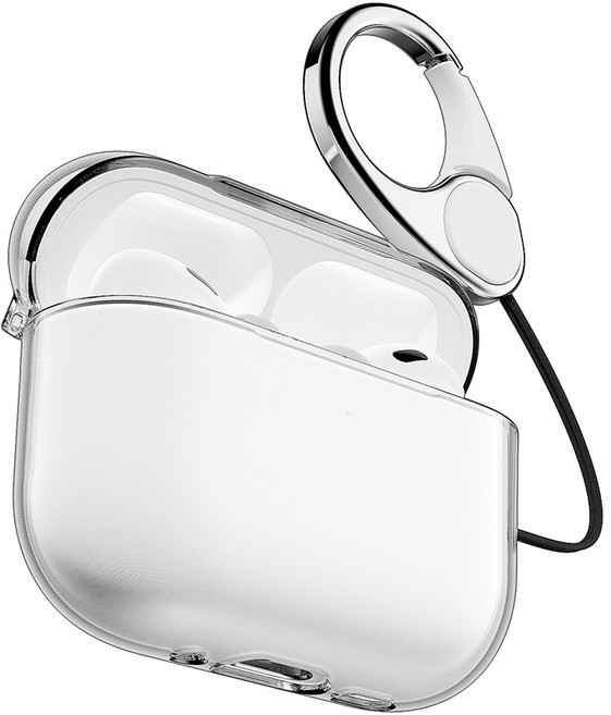 빅쏘 변색없는 하드 1mm 초슬림 일체형 풀커버 카라비너 레빅스킨 에어팟 보호 케이스, 에어팟 프로3, 투명, 1개