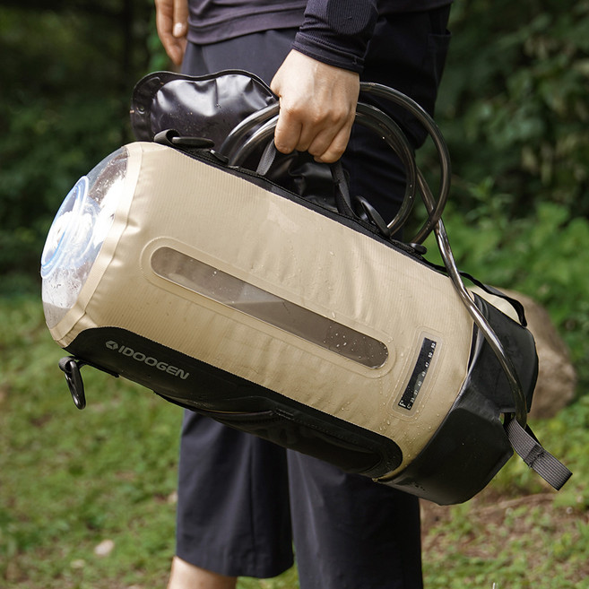 아이두젠 오토 프레셔 하이엔드 캠핑 휴대용 샤워기 샤워백, 탄, 1개