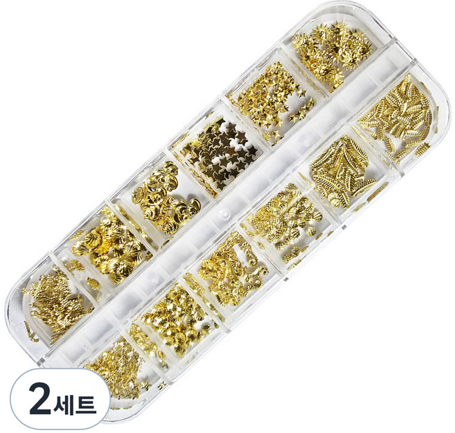 테네져 여름 바다생물 네일데코 세트, 골드, 2세트