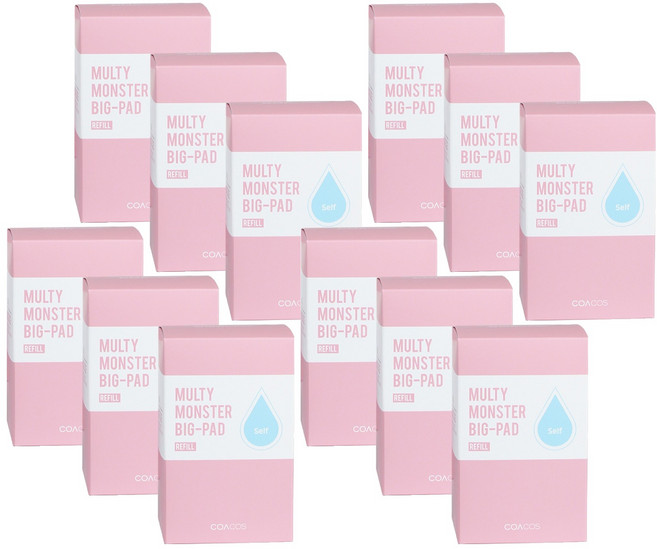 [비건라이프] 코아코스 몬스터 빅 패드 리필 7cm, 105매입, 12개