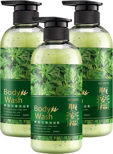 BEIWED 貝薇美學 摩登艾草沐浴露 艾草淨化除穢, 500ml, 3瓶