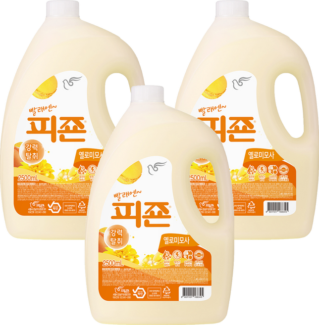 피죤 레귤러 섬유유연제 옐로미모사향 본품, 2.5L, 3개