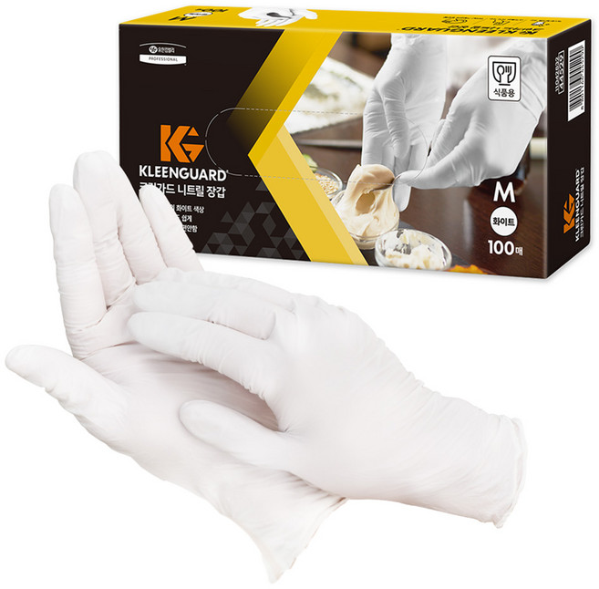 유한킴벌리 크린가드 니트릴 장갑 100p, 화이트, M, 1개