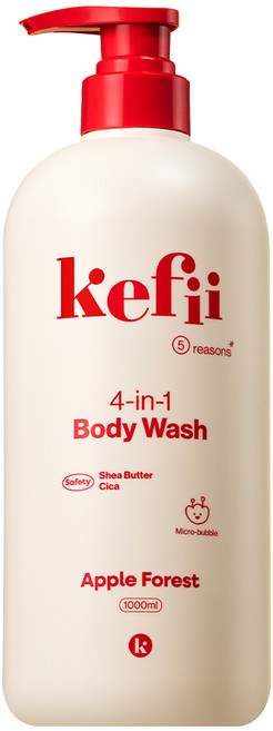 케피 프로바이오틱스 포인원 키즈 바디워시 애플포레스트, 1개, 1L