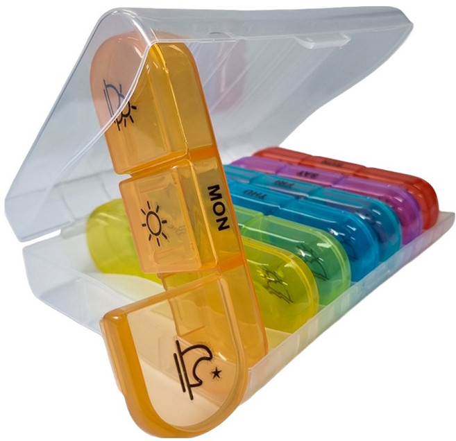 네스팅홈 요일별 21칸 끼니별 알약 케이스 투명 7색, 1세트