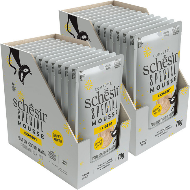 스케지어 어덜트용 쉐지애 스페셜무스 소화 헤어볼 고양이 주식 파우치, 닭, 70g, 24개