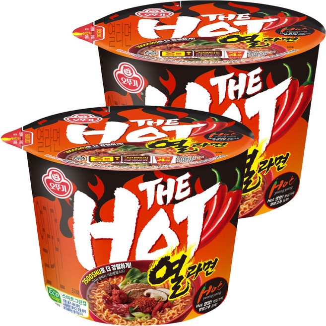 오뚜기 더 핫 열라면 용기 105g, 2개