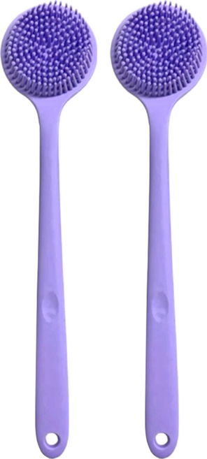 矽膠洗澡洗背刷 搓澡刷 洗澡刷 輕量款, 薰衣草紫, 2支