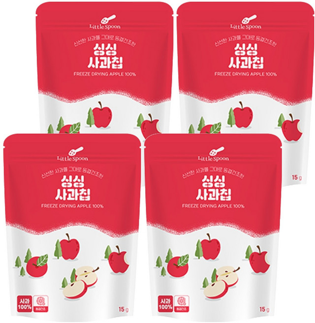 리틀스푼 동결건조 싱싱 과일칩 사과, 15g, 4개