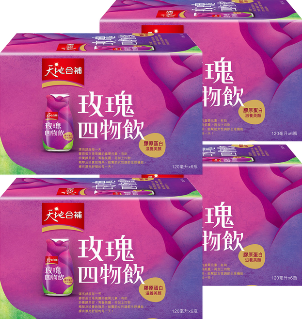 天地合補 膠原蛋白玫瑰四物飲, 6瓶, 120ml, 4盒