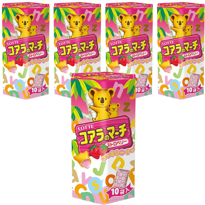 LOTTE 樂天 小熊餅 家庭號 草莓風味 10包, 195g, 5盒