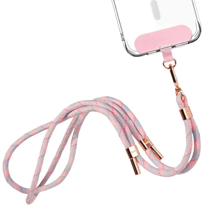 HODA 好貼 手機掛繩, 粉色 + 玫瑰金, 1條