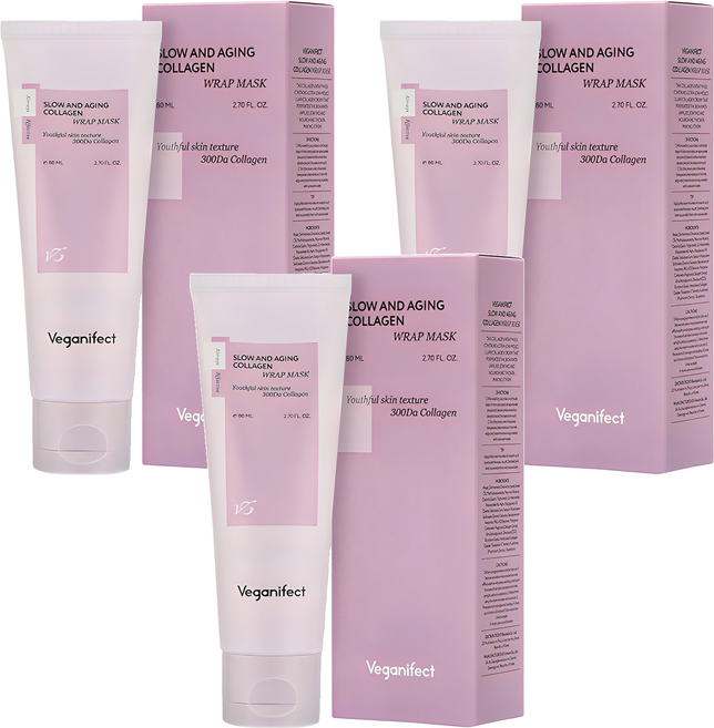 veganifect Slow & Aging 低分子膠原蛋白水光撕拉麵膜 80ml, 1入, 3個
