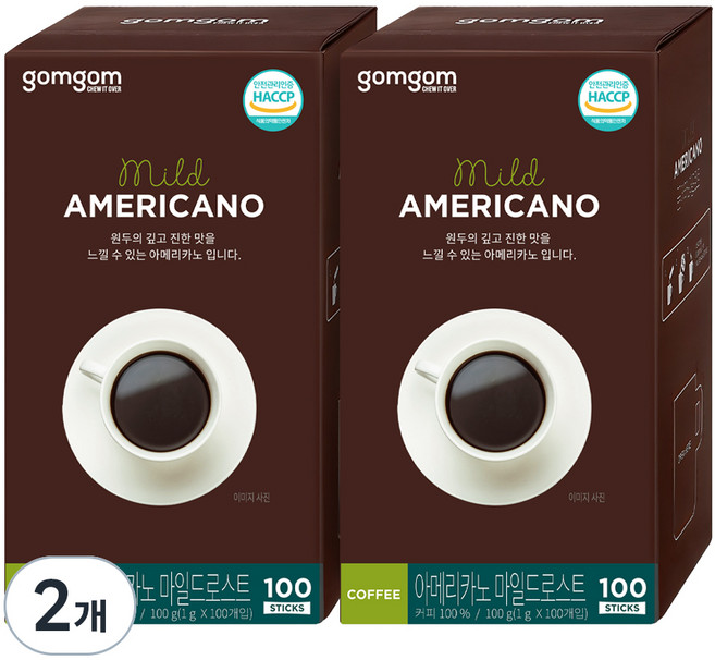 곰곰 아메리카노 마일드로스트, 1g, 100개입, 2개