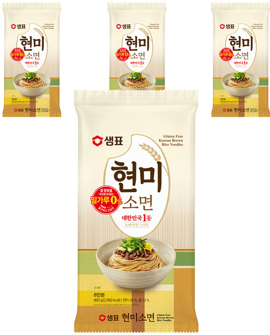 샘표국시 현미소면, 800g, 4개