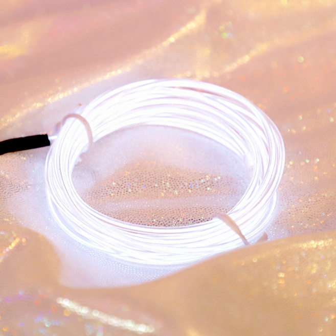 EL 와이어 네온 조명 2M 건전지형, 화이트