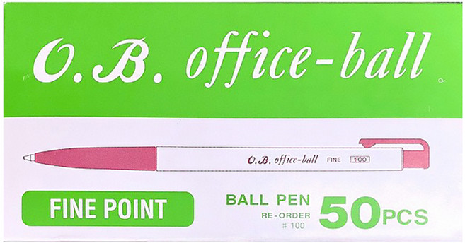 O.B. 歐布德 白桿自動原子筆 0.7mm #100-3, 紅色, 1盒