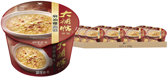 統一 大補帖 麻油雞風味細麵 105g, 12入