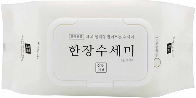 살림비책 일회용 뽑아쓰는 세제일체형 한장수세미, 40개입, 1개