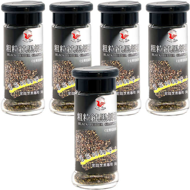 飛馬 粗粒純黑胡椒, 30g, 5瓶