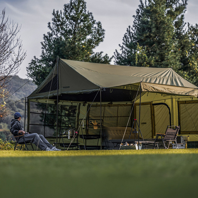 아이두젠 그랜드빌 타프스크린 렉타 메쉬 타프쉘 대형 블랙코팅 그늘막 10인용, 카키