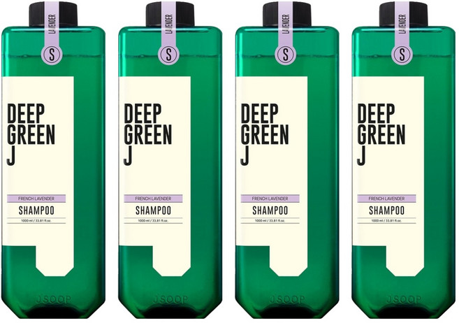 [비건라이프] 딥그린제이 아로마 약산성 비건 샴푸 프렌치 라벤더, 1L, 4개