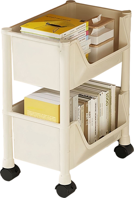 리네프 구르미 트롤리 선반, 화이트, 2단