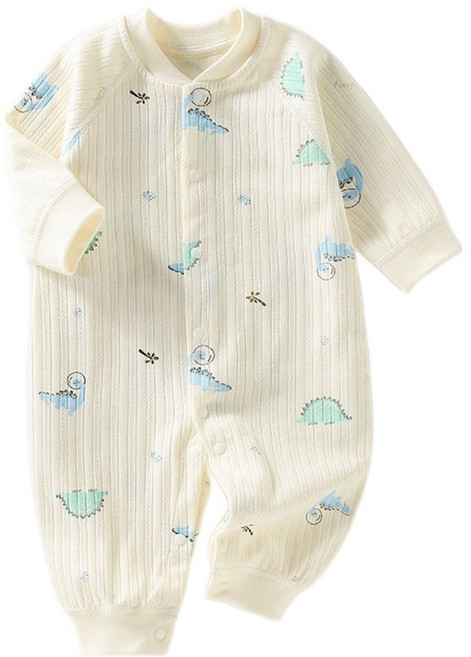 베베니즈 유아용 귀염 패턴 자가드 긴팔 우주복