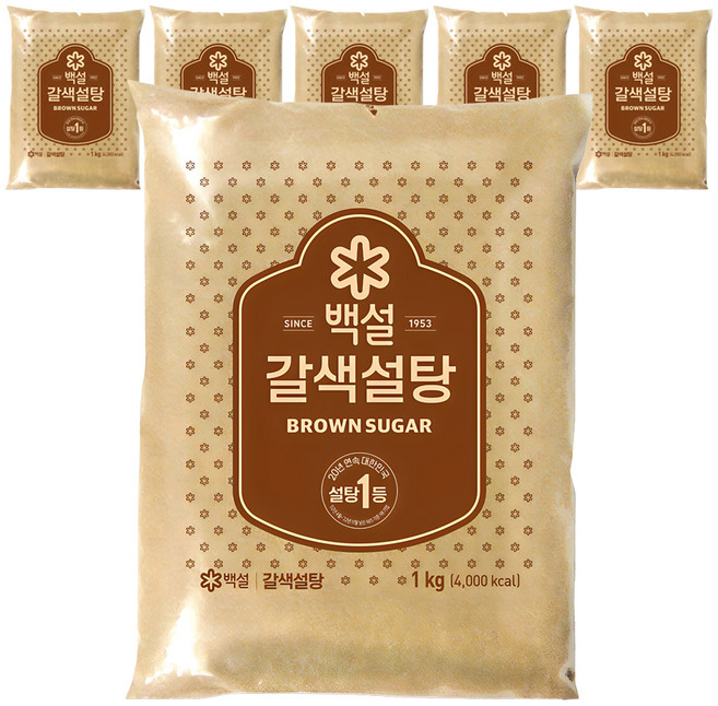 백설 갈색설탕, 1kg, 6개