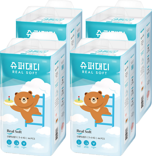 슈퍼대디 리얼소프트 밴드형 기저귀 남녀공용, 소형(S), 176매