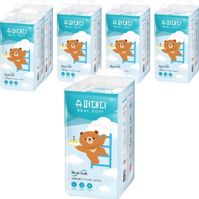 슈퍼대디 리얼소프트 밴드형 기저귀 신생아, 신생아용(NB), 264매