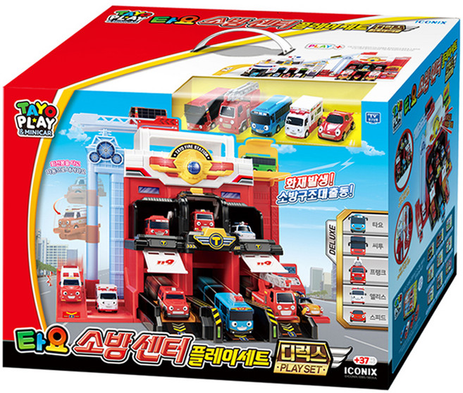 타요 액션 소방센터 디럭스 플레이세트 버스작동완구, 혼합색상, 1세트