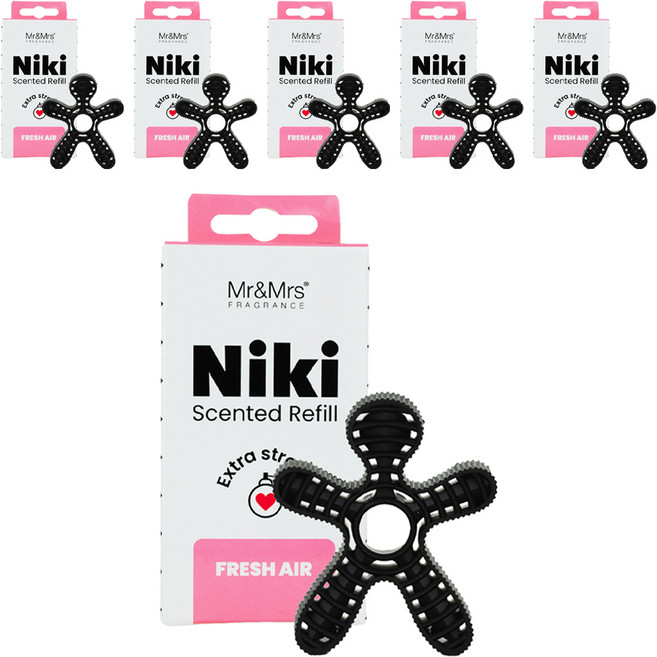 Mr&Mrs FRAGRANCE Niki 車用芳香劑 補充包, 清新空氣, 6個