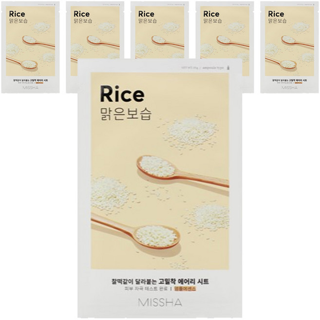 미샤 에어리 밀착 시트마스크 쌀, 1개입, 6개